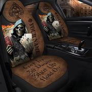 Personalized Name Skull Poker Hold on Car Seat Covers Universal Fit - Set 2