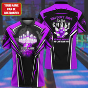 Personalized Name Purple Bowling Crazy All Over Printed Unisex Shirt Q160302