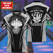 Personalized Name Black Bowling Crazy All Over Printed Unisex Shirt Q160302