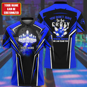 Personalized Name Blue Bowling Crazy All Over Printed Unisex Shirt Q160302
