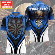 Personalized Name Blue Skull Fire Darts All Over Printed Unisex Shirt Q230807