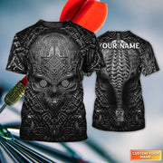 Metal Skull Darts Personalized Name 3D Shirt For Darts Player