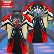 Personalized Name 3D Bowling Player Shirt Red Version