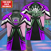 Personalized Name 3D Bowling Player Shirt Purple Version