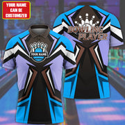 Personalized Name 3D Bowling Player Shirt Blue Version