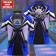 Personalized Name 3D Bowling Player Shirt Blue Version