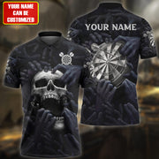 Personalized Name Black Skull Darts Darkness All Over Printed Unisex Shirt Q160506