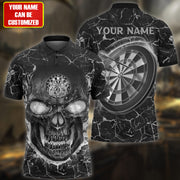 Personalized Name Black Skull Darts Lava All Over Printed Unisex Shirt Q180510