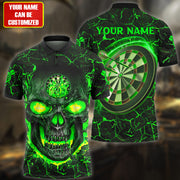 Personalized Name Green Skull Darts Lava All Over Printed Unisex Shirt Q180510