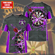 Personalized Name Purple Darts Water All Over Printed Unisex Shirt Q210903