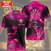 Personalized Name Skull Darts Flame Pink Version All Over Printed Unisex Shirt Q291107