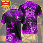 Personalized Name Skull Darts Flame Purple Version All Over Printed Unisex Shirt Q291107