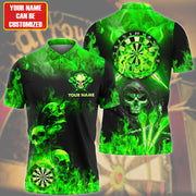 Personalized Name Skull Darts Flame Green Version All Over Printed Unisex Shirt Q291107