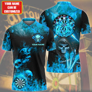 Personalized Name Skull Darts Flame Teal Version All Over Printed Unisex Shirt Q291107