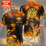 Personalized Name Skull Darts Flame Orange Version All Over Printed Unisex Shirt Q291107