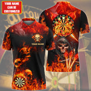 Personalized Name Skull Darts Flame Red Version All Over Printed Unisex Shirt Q291107