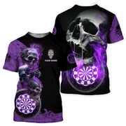 Personalized Name Purple Darts Skull All Over Printed Unisex Shirt S080604