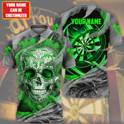 Personalized Name Green Sugar Skull Darts All Over Printed Unisex Shirt S181006