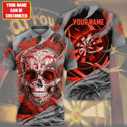 Personalized Name Red Sugar Skull Darts All Over Printed Unisex Shirt S181006