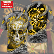 Personalized Name Yellow Sugar Skull Darts All Over Printed Unisex Shirt S181006