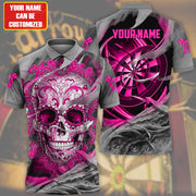 Personalized Name Pink Sugar Skull Darts All Over Printed Unisex Shirt S181006