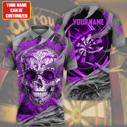 Personalized Name Purple Sugar Skull Darts All Over Printed Unisex Shirt S181006