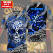 Personalized Name Blue Sugar Skull Darts All Over Printed Unisex Shirt S181006