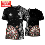 Black & White Tattoo Maori Darts Personalized Name 3D Polo Shirt For Darts Player, Dart Team Shirts S270705