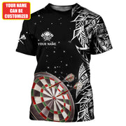 Black & White Tattoo Maori Darts Personalized Name 3D Polo Shirt For Darts Player, Dart Team Shirts S270705