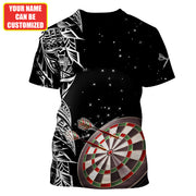 Black & White Tattoo Maori Darts Personalized Name 3D Polo Shirt For Darts Player, Dart Team Shirts S270705