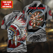 Personalized Name Red Native Skull Darts All Over Printed Unisex Shirt S311002