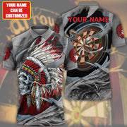 Personalized Name Red Native Skull Darts All Over Printed Unisex Shirt S311002