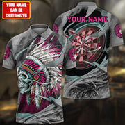 Personalized Name Pink Native Skull Darts All Over Printed Unisex Shirt S311002