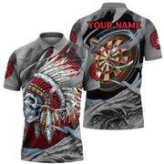 Personalized Name Red Native Skull Darts All Over Printed Unisex Shirt S311002