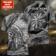 Personalized Name Black Native Skull Darts All Over Printed Unisex Shirt S311002