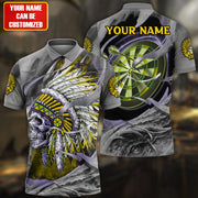 Personalized Name Yellow Native Skull Darts All Over Printed Unisex Shirt S311002