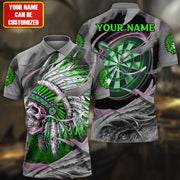 Personalized Name Green Native Skull Darts All Over Printed Unisex Shirt S311002