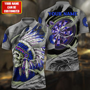 Personalized Name Blue Native Skull Darts All Over Printed Unisex Shirt S311002