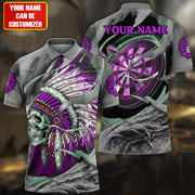 Personalized Name Purple Native Skull Darts All Over Printed Unisex Shirt S311002