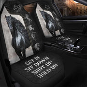 Black Horse Leather Pattern Hold on Car Seat Covers Universal Fit - Set 2