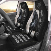 Black Horse Leather Pattern Hold on Car Seat Covers Universal Fit - Set 2