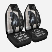 Black Horse Leather Pattern Hold on Car Seat Covers Universal Fit - Set 2