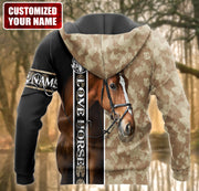 Personalized Name Love Horse Brown Camo All Over Printed Unisex Shirt