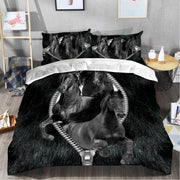 Black Horse Zipper All Over Printed Bedding Set