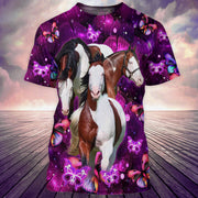 Beautiful Horses Purple Flower All Over Printed Unisex Shirt