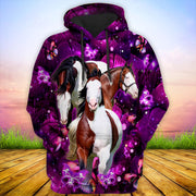 Beautiful Horses Purple Flower All Over Printed Unisex Shirt