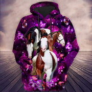 Beautiful Horses Purple Flower All Over Printed Unisex Shirt