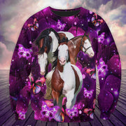 Beautiful Horses Purple Flower All Over Printed Unisex Shirt