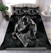 Black Horse Zipper All Over Printed Bedding Set