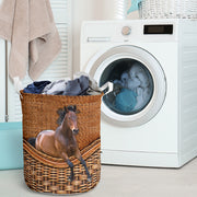 Horse rattan teaxture Laundry Basket